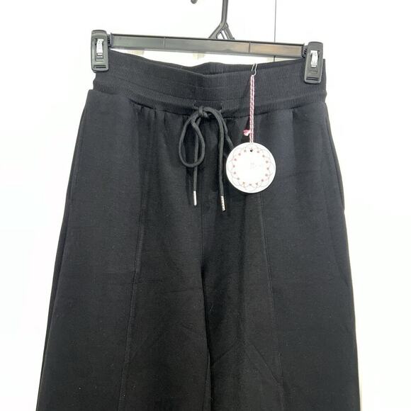 Black Wide Leg Lounge Pants Drawstring Waist Casual Comfy - Picture 2 of 14